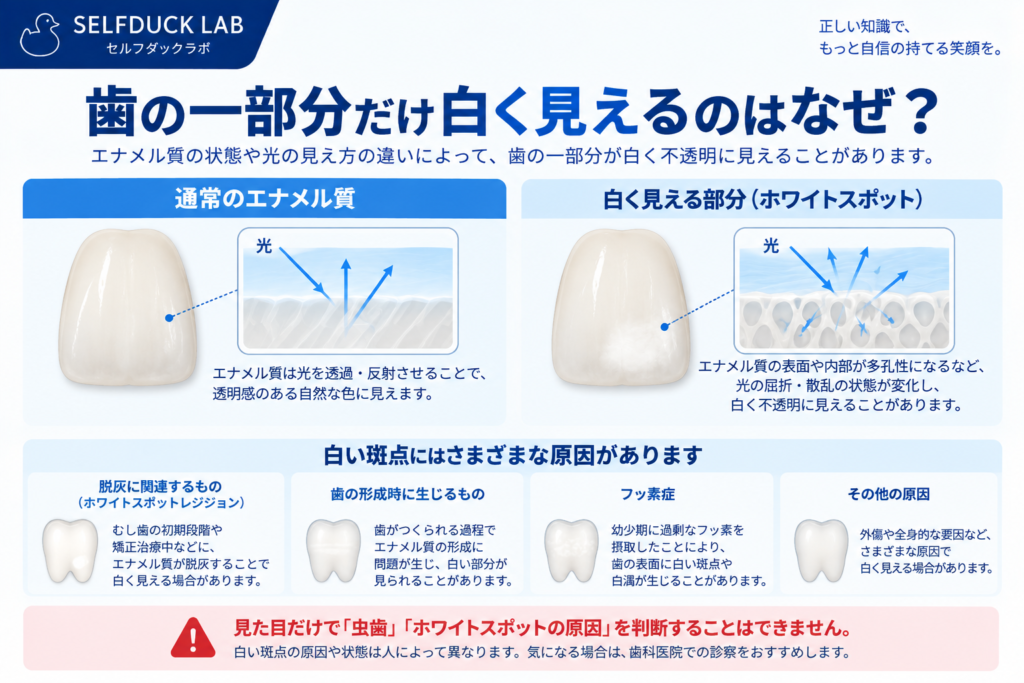 歯の一部分だけ白く見えるのはなぜ?