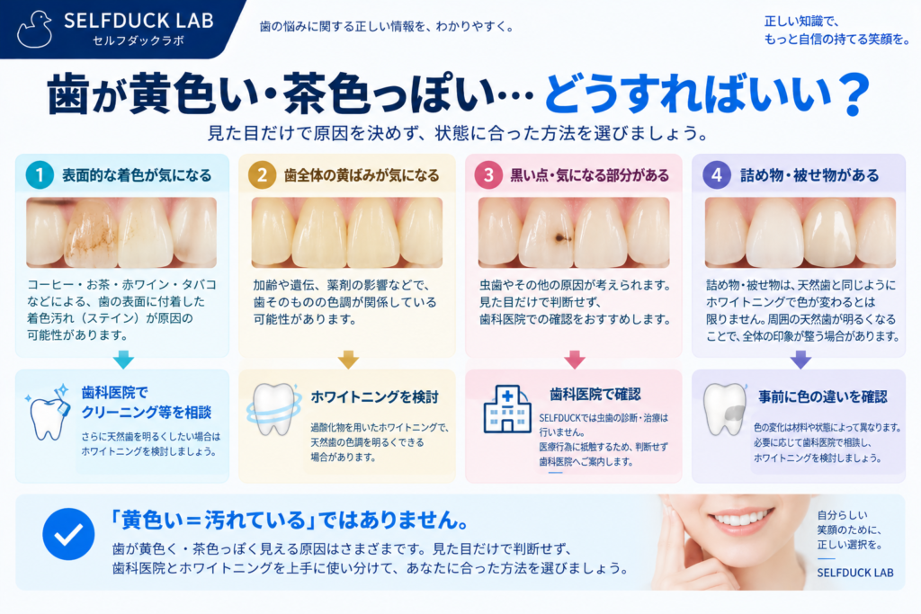 歯が黄色い・着色して見えるときの考え方