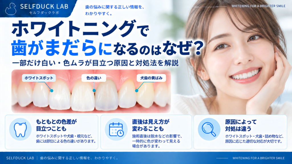 ホワイトニングで歯がまだらになるのはなぜ？